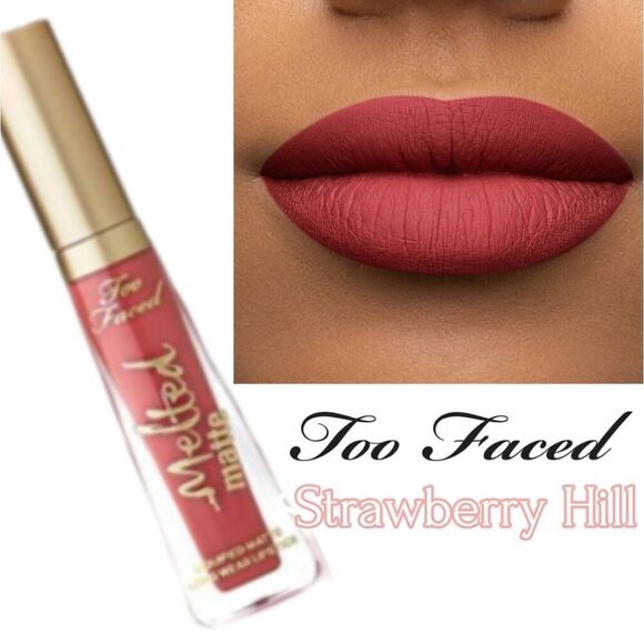 Too Faced Melted Matte Plumping Lipstick in Strawberry Hill - Picture 11 of 15